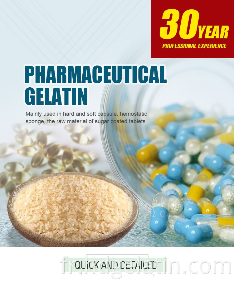 Gélatine pharmaceutique pour capsules de gélatine vide 220 Bloom